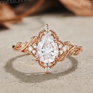 Einzigartige Moissanite Verlobungsring Goldringe Blatt Ringe Vintage Cluster Diamant Trauringe Für Frauen Zweig Ring Versprechen Jahrestag Geschenk