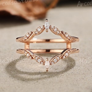 Unique Diamond Wedding Band Rose Gold Vintage Diamond Matching Ring Custom Enhancer Wedding Band Curved Wedding Band Rings For Women