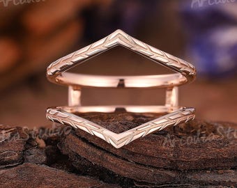 Unieke dubbel gebogen trouwring gouden vintage handgegraveerde blad dubbele trouwringen voor vrouwen stapelbare wijnstok ring bewaker aangepast cadeau