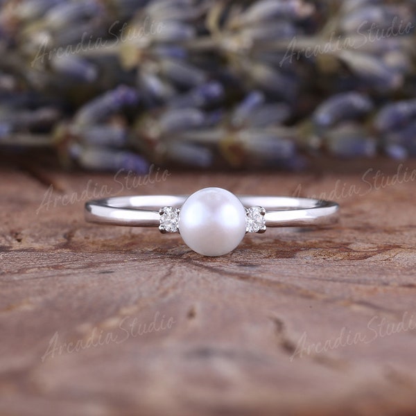 Pearl Wedding Ring Etsy