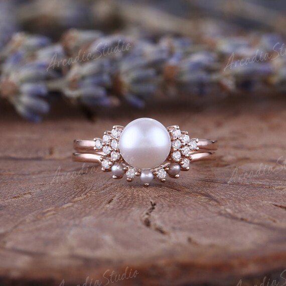 Pearl bridal shop set rings