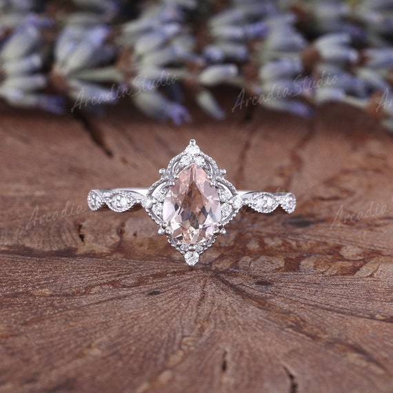 Sale Antique Vintage Design 2 Carat Round Morganite And Diamond Moissa –  agemz