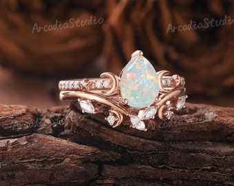 Moon Galaxy Opal Engagement Ring Galaxy Opal Inlay Ring Made To