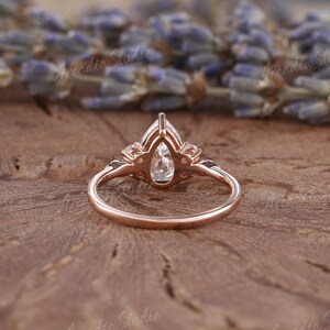 1.5ct Pear Shaped Moissanite Engagement Ring Rose Gold Vintage - Etsy