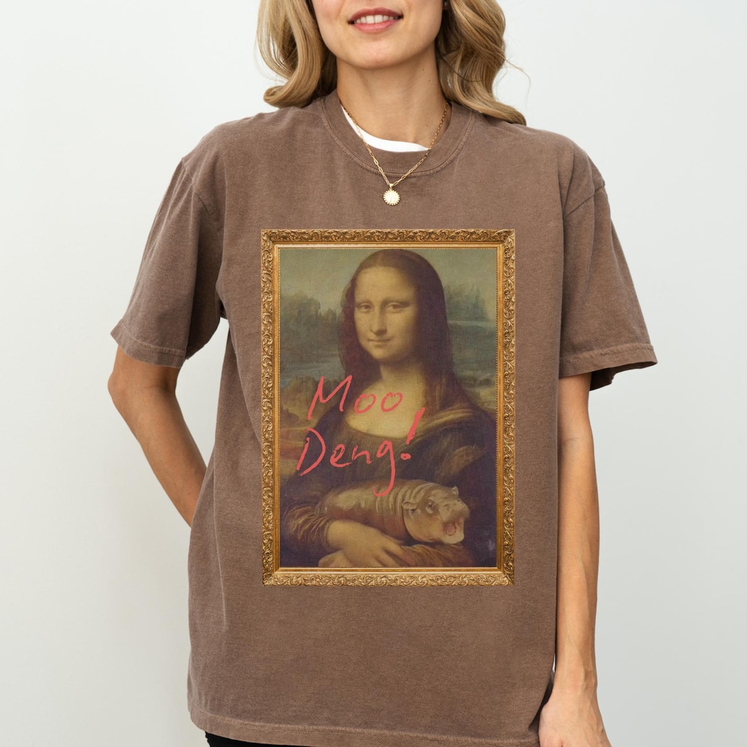 Moo Deng Mona Lisa Hippo T-shirt: Bootleg Rap Tee - Etsy