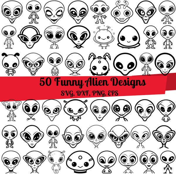 40 Funny Alien SVG Bundle, Funny Alien dxf, Funny Alien png, Funny Alien eps, Funny Alien vector, Cute Alien svg, Outer Space svg