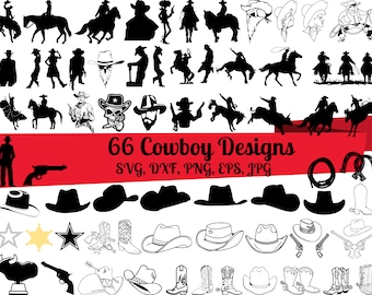Cowboy Western Bundle 9 includes SVG png AI Cameo for Cricut dxf; 300dpi Printable eps etc. Silhouette