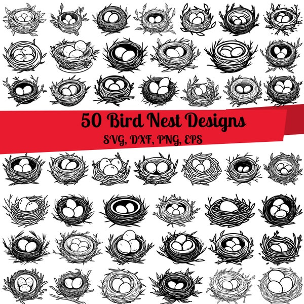 50 Bird Nest SVG Bundle, Bird eggs svg, Twig Nest svg, Bird Nest dxf, Bird Nest png, Bird Nest eps, Bird Nest vector, Bird's Eggs svg