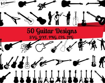 50 Guitar SVG Bundle, Guitar dxf, Guitar png, Guitar eps, Guitar vector, Guitar cut files, Acoustic Guitar svg, Music svg, Bass Guitar svg