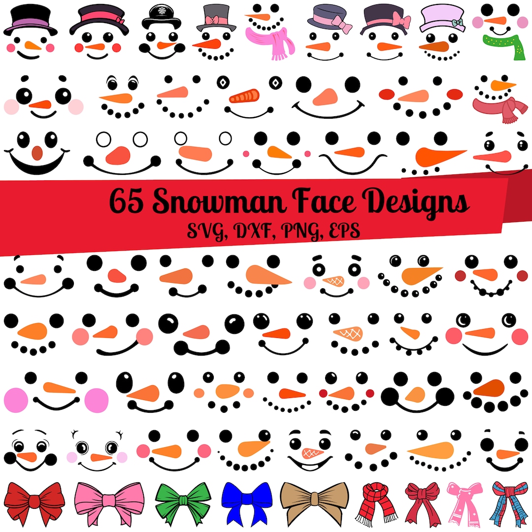 65 Snowman Face SVG Bundle Cute Snowman Face Svgchristmas - Etsy