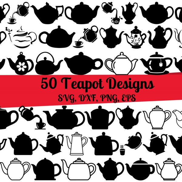 50 Teapot SVG Bundle, Tea Kettle svg, Teapot dxf, Teapots svg, Teapot png, Teapot  eps,Teapot vector, Teapot monogram, Tea Time svg