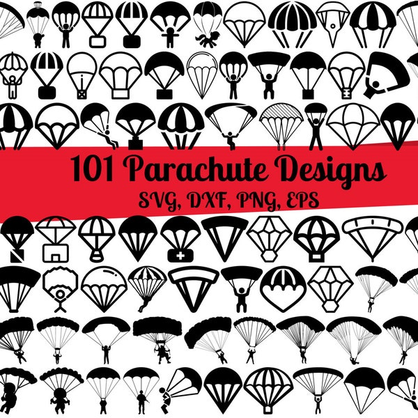 101 Parachute SVG Bundle, Skydivers svg, Parachuting svg,Parachute dxf, Parachute png, Parachute eps, Parachute vector, Skydiving svg