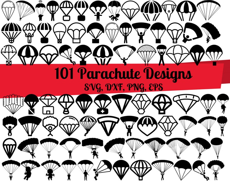 101 Parachute Svg Bundle Skydivers Svg Parachuting Etsy