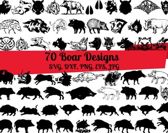 70 Boar SVG Bundle, Willd Boar svg, Boar dxf, Boar png, Boar eps, Boar vektor, Boar cut files, Boar svg, Boar Head svg, Razorback svg