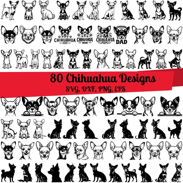 80 Chihuahua SVG Bundle, Chihuahua Mom svg, Chihuahua Dad,Chihuahua dxf, Chihuahua png, Chihuahua vector,Chihuahua outline,Chihuahua clipart