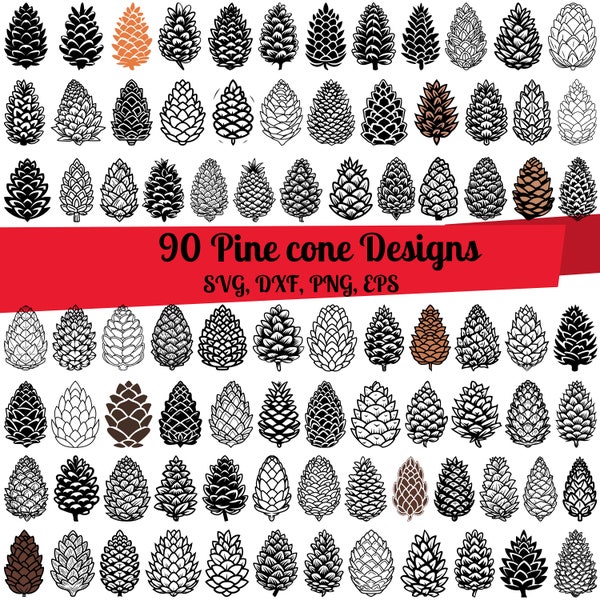 90 Pine Cone SVG Bundle, Pinecone svg, Pine Cone dxf, Pine Cone png, Pine Cone eps, Pine Cone vector, Pine Cone monogram, Conifer Cone svg