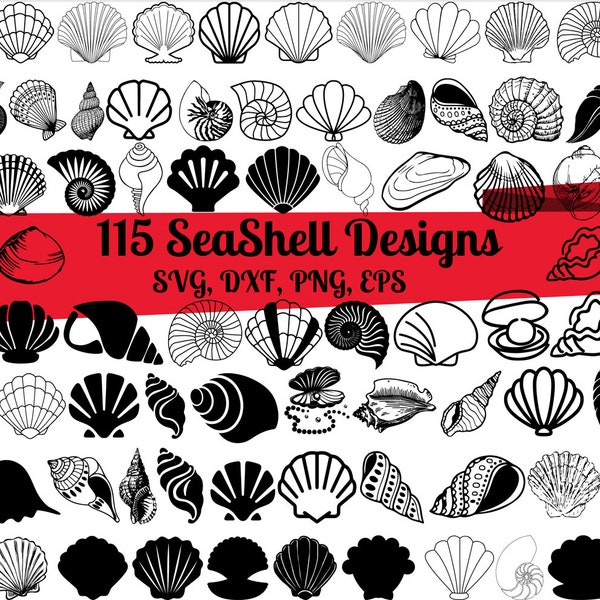 115 Seashell SVG Bundle, Sea Shell svg,Seashell dxf,Seashell png,Seashell eps,Seashell  vector,Seashell cut files,Seashell svg,Sea world svg