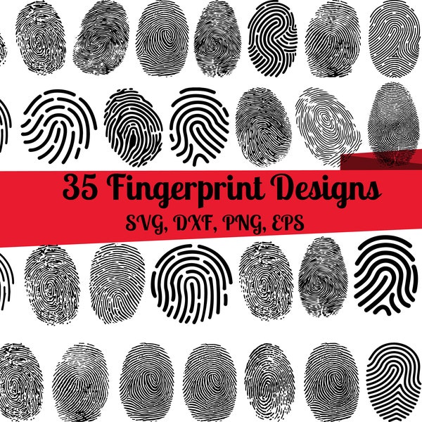 35 Fingerprint SVG Bundle, Biometric svg, Fingerprint dxf, Fingerprint png, Fingerprint eps, Fingerprint vector, Thumbprint svg