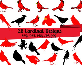 25 Cardinal bird SVG Bundle, Cardinal bird dxf, Cardinal bird png, Cardinal bird eps, Cardinal bird vector, Red Christmas svg