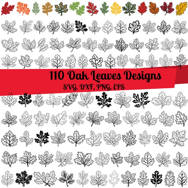 110 Oak Leaves SVG Bundle, Oak Leaf svg, Oak Leaf dxf, Oak Leaf png, Oak Leaf vector, Fall Leaves svg, Autumn Leaf svg, Autumn Leaves svg
