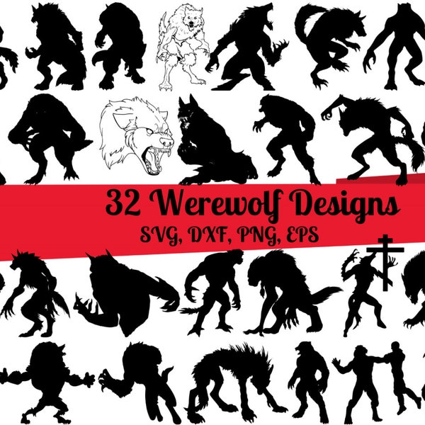 32 Werewolf SVG Bundle, Wolf svg, Wolfman svg, Werewolf dxf, Werewolf png, Werewolf eps,Werewolf vector,Werewolf cut files,Werewolf monogram