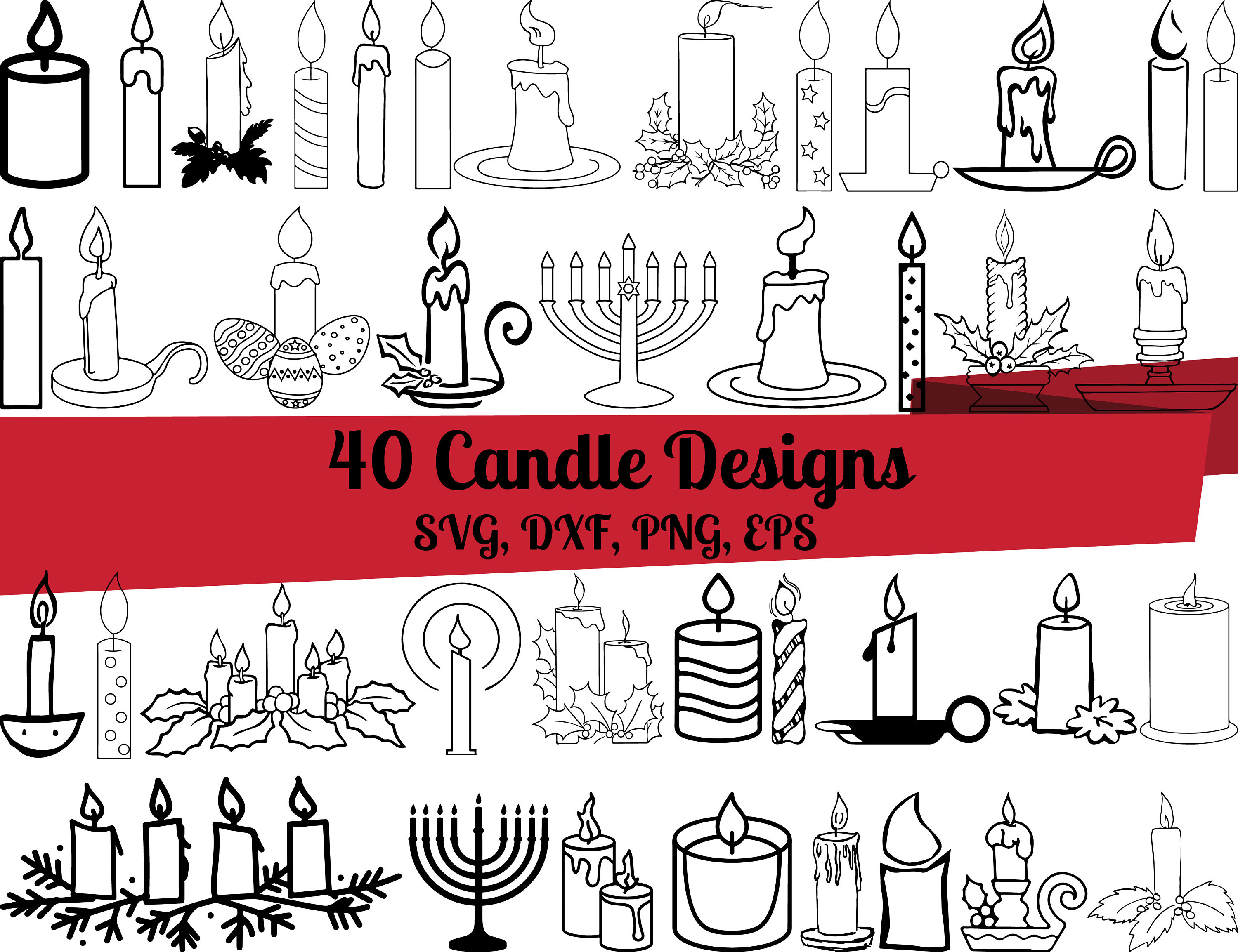 40 Candle SVG Bundle Candle Dxf Candle Png Candle Eps Etsy