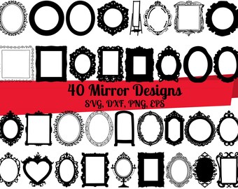 40 Mirror SVG Bundle, Mirror Frame svg, Mirror dxf, Framed Mirror svg,Mirror png,Mirror eps,Mirror vector,Mirror cut files,Vintage Frame svg