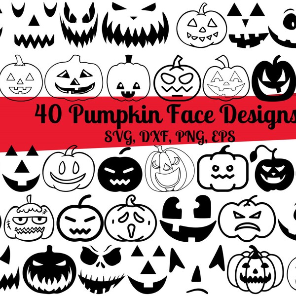 40 Pumpkin Face SVG Bundle, Halloween Pumpkin Face svg, Pumpkin Face dxf, Pumpkin Face png, Pumpkin Face vector, Halloween Face svg