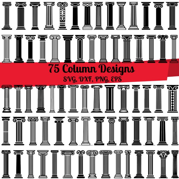 75 Column SVG Bundle, Pillar svg, Column dxf, Column png, Column vector, Column outline, Column clipart, Ancient Column svg,Greek Column svg