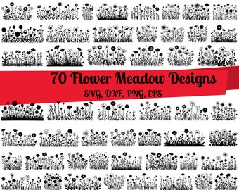 70 Flower Meadow SVG Bundle, Flower Meadow dxf, Flower Meadow png,Flower Meadow vector, Flower Meadow monogram, Wildflower svg