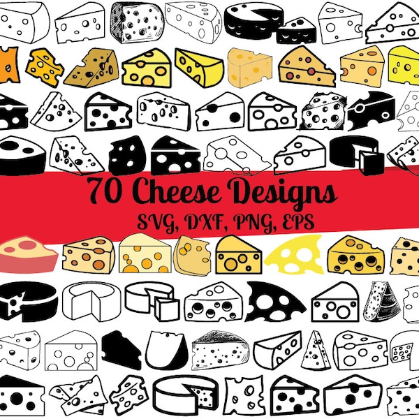 70 Cheese SVG Bundle, Cheese dxf, Cheese png, Cheese eps, Cheese vector, Cheese cut files, Cheese clipart, Cheese design, Cheese Outline