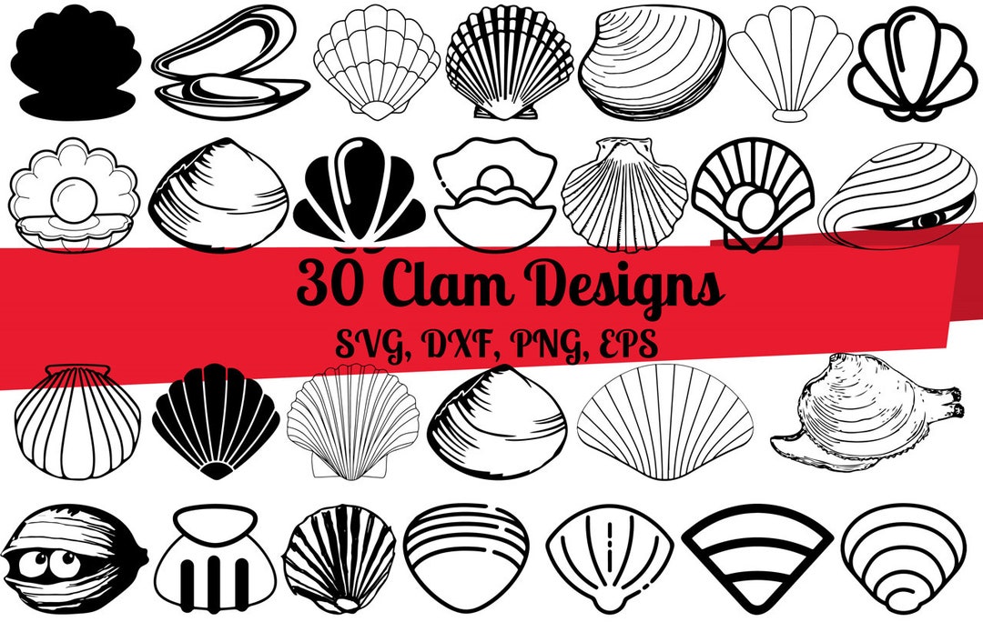 30 Clam SVG Bundle, Sea Shell Clam svg, Clam dxf, Clam png, Clam eps ...