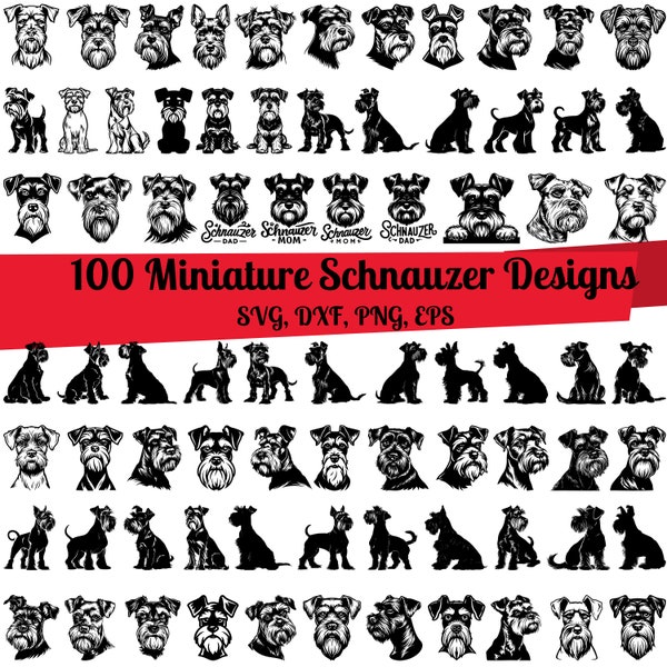 100 Miniature Schnauzer SVG Bundle, Miniature Schnauzer dxf, Miniature Schnauzer png, Miniature Schnauzer vector,Schnauzer Mom,Schnauzer Dad