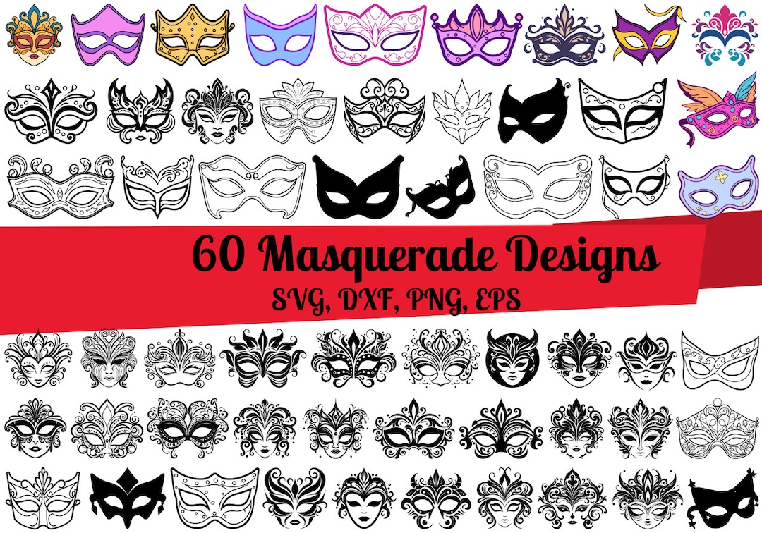 60 Masquerade SVG Bundle, Masquerade Mask Svg, Carnival Mask Svg