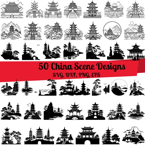 50 China Szene SVG Bundle, China svg, China Szene dxf, China Szene png, China Szene vektor, China Szene Umriss, China Szene Clipart