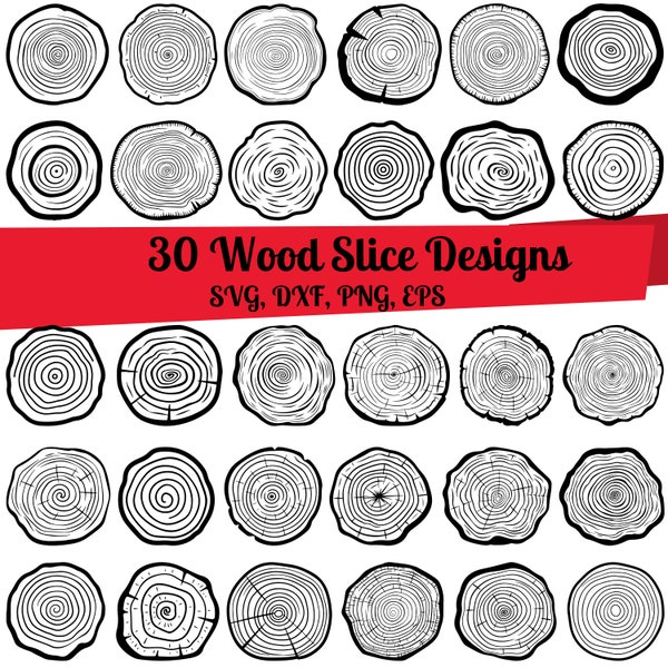 30 Wood Slice SVG Bundle, Wood Rings svg, Cutting Wood svg, Woodcutter svg, Tree Rings svg,Wood Slice dxf, Wood Slice png, Wood Slice vector