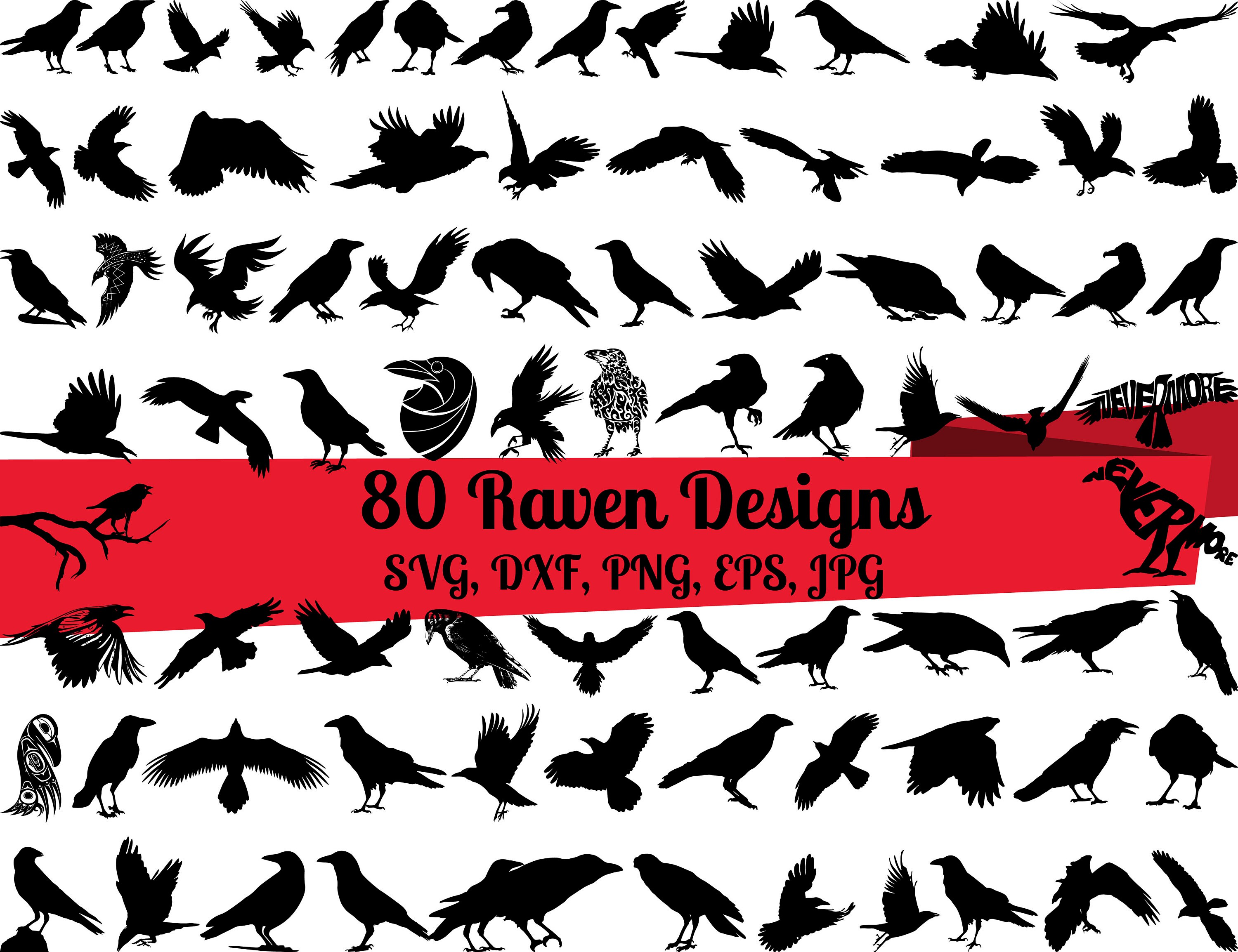 Download 80 Raven Svg Bundle Crow Svg Raven Head Svg Raven Dxf Etsy