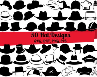 50 Hat SVG Bundle, Top Hat svg, Cowboy Hat svg, Newsboy Hat svg, Hat dxf, Hat png, Hat eps, Hat vector, Hat cut files, Hat svg