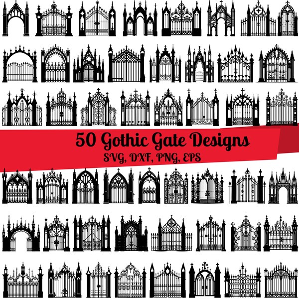 50 Gothic Tor SVG Bundle, Gotisches Tor dxf, Gotisches Tor png, Gotisches Tor Vektor, Gotisches Tor Clipart, Mittelalterliches Tor svg