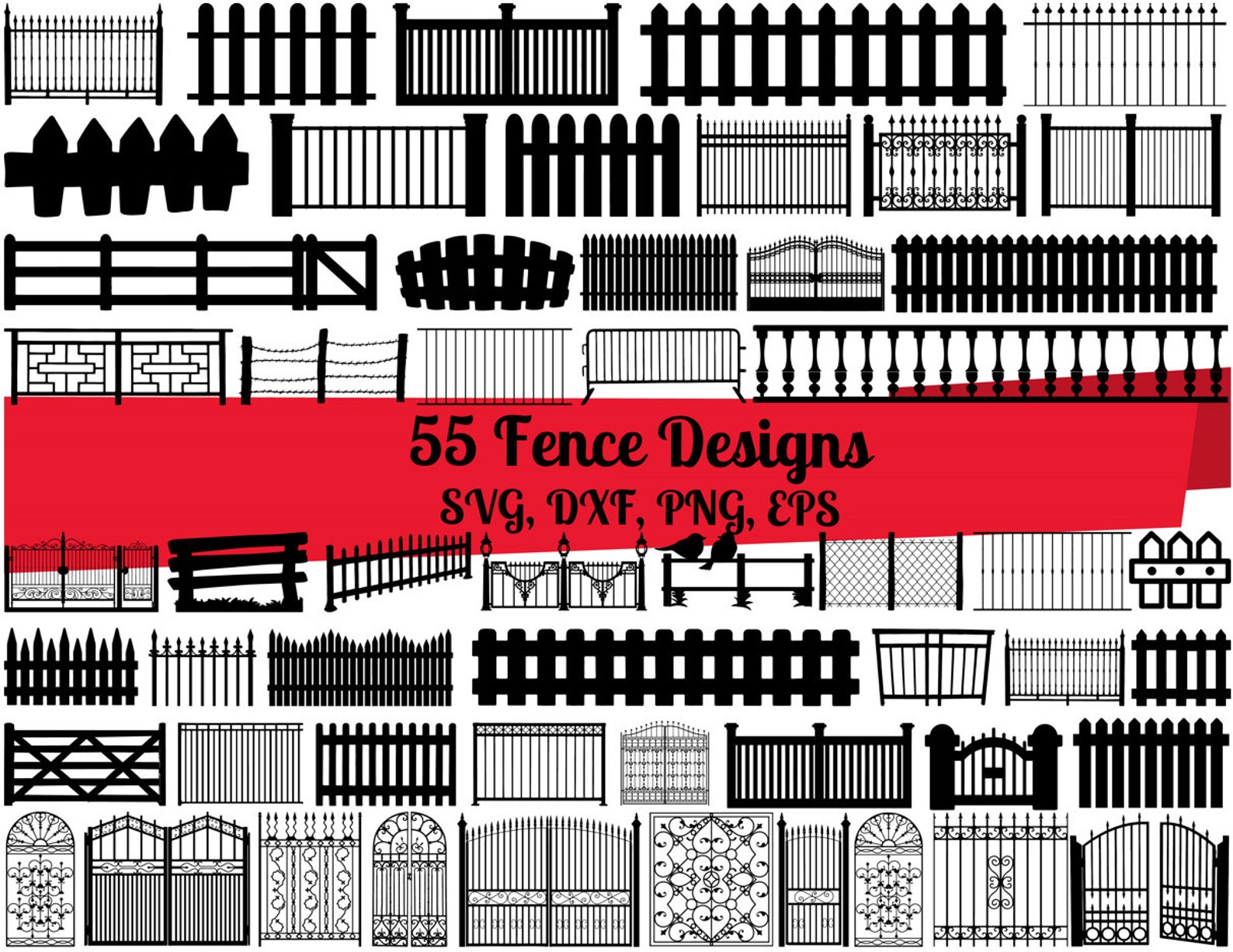 55 Fence SVG Bundle Picket Fence Svg Board Fence Svg Wooden Etsy