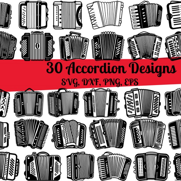 30 Accordion SVG Bundle, Accordion dxf, Accordion png, Accordion eps, Accordion vector, Accordion cut files, Musical Instrument svg