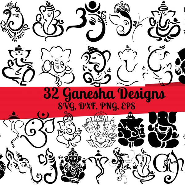 32 Ganesh SVG Bundle, Ganesha svg, Ganesh dxf, Ganesh png, Ganesh eps, Ganesh vector, Ganesh cut files, Lord Ganesha svg, Indian God Svg