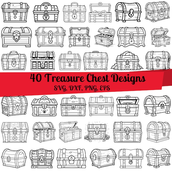 40 Treasure Chest SVG Bundle, Bounty svg, Treasure box svg, Treasure Chest dxf, Pirate Treasure svg, Treasure Chest png, Treasure Chest eps