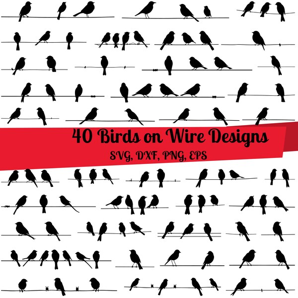 40 Birds on wire SVG Bundle, Bird perched svg, Birds on wire dxf, Birds on wire png, Birds on wire vector, Birds on wire clipart