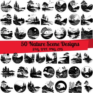 50 Nature Scene SVG Bundle, Landscape svg, Nature Scene dxf, Nature Scene png, Nature Scene vector, Nature Scene clipart, Wildlife scene svg
