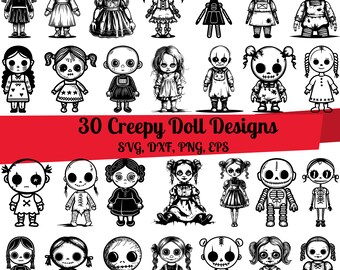 30 Creepy Doll SVG Bundle, Gothic Baby svg, Spooky Doll svg, Creepy Doll dxf, Creepy Doll png, Creepy Doll vector, Creepy Doll clipart