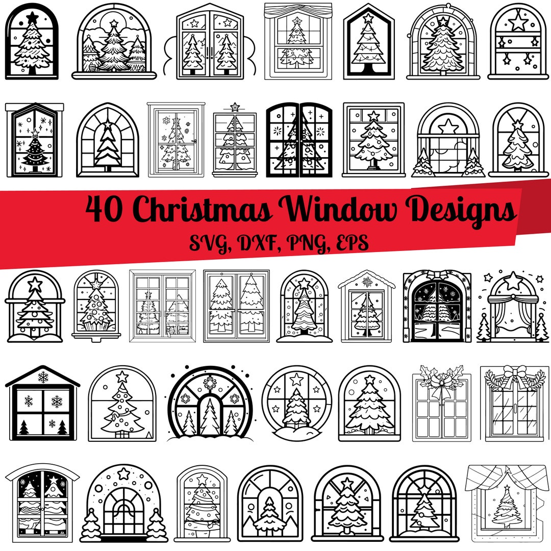 Window Dxf File 40 Christmas Window SVG Bundle Christmas Window Dxf - Etsy