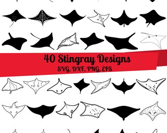 40 Stingray SVG Bundle, Ray Fish svg, Stingray dxf, Stingray png, Stingray vector, Stingray cut files, Sting Ray svg, Sea Life svg