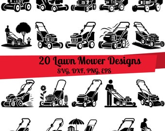 20 Lawn Mower SVG Bundle, Lawn Mower dxf, Lawn Mower png, Lawn Mower vector, Lawn Mower outline, Lawn Mower clipart, Landscaping svg