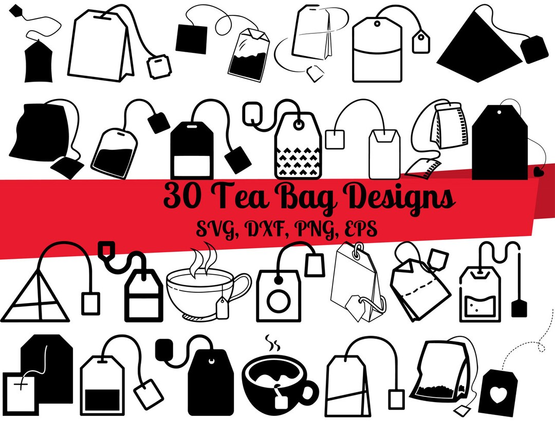 30 Tea Bag SVG Bundle, Tea Bag Svg, Bag of Tea Svg, Tea Bag Dxf, Tea